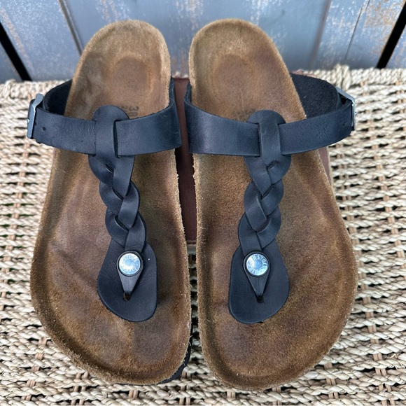 Birkenstock Gizeh Braided Oiled Leather Sandals Black Sz L8/M5 - Picture 3 of 16